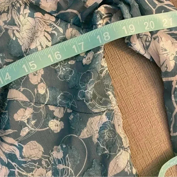 Marchesa Notte Long Sleeved V-neck Tiered Chiffon
Mini Dress in Sage - Picture 12 of 16